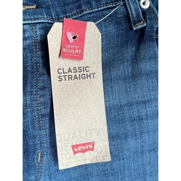 Levis Womens Jeans Classic Straight Sculpt Mid Rise Med Blue Plus Size 22W - Picture 16 of 16